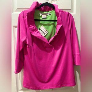 Gretchen Scott blouse 3/4 length sleeve- large NWT